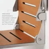 Folding Shower Bench Seat Teak Silver Frame Arms 400lb Capacity ADA Compliant Created USA 6