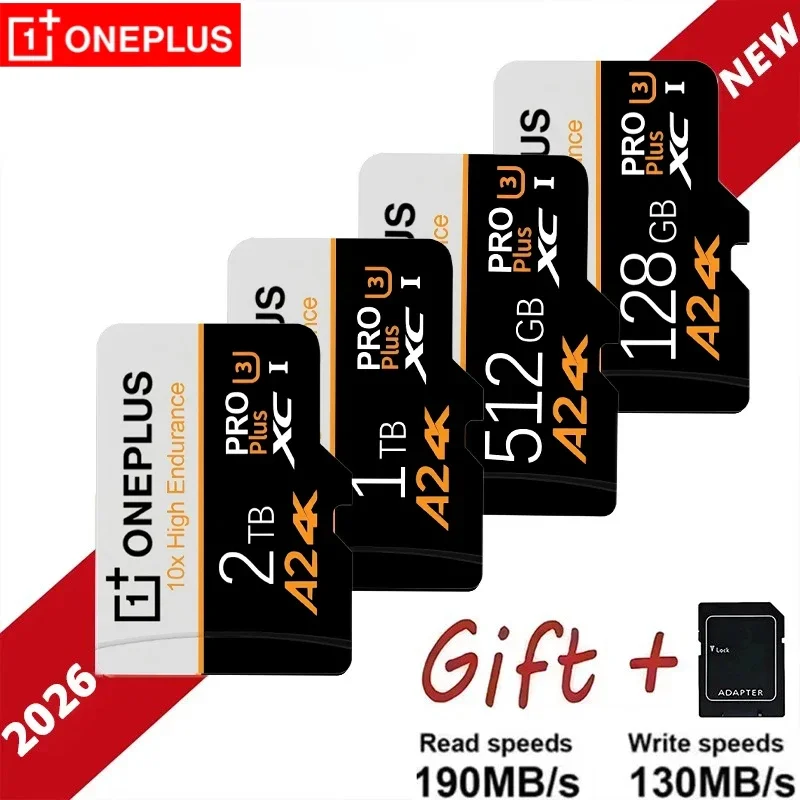 원플러스 2TB 고속 A2 SD 카드 512GB 256GB 128GB 메모리 카드 1TB 마이크로 TF SD 어댑터 스마트폰/태블릿/PC 겸용