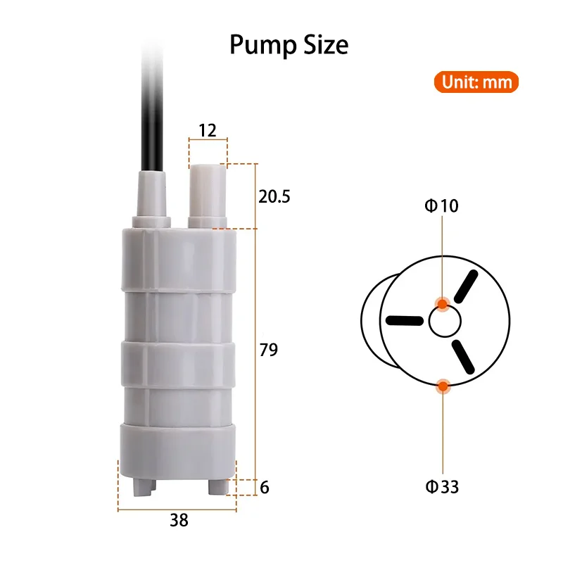 600L/H DC 12V Submersible Water Pump High Flow Three-wire for Motorhome Camper Pond Aquarium