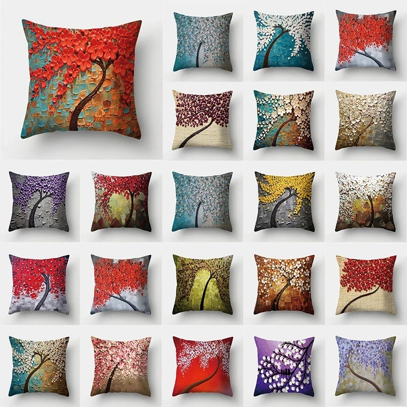 

Cushion Cover Colorful Tree Home Decorative Sofa Car Cushions Pillow Covers Cases Throw Pillows 45*45 poszewka funda cojines