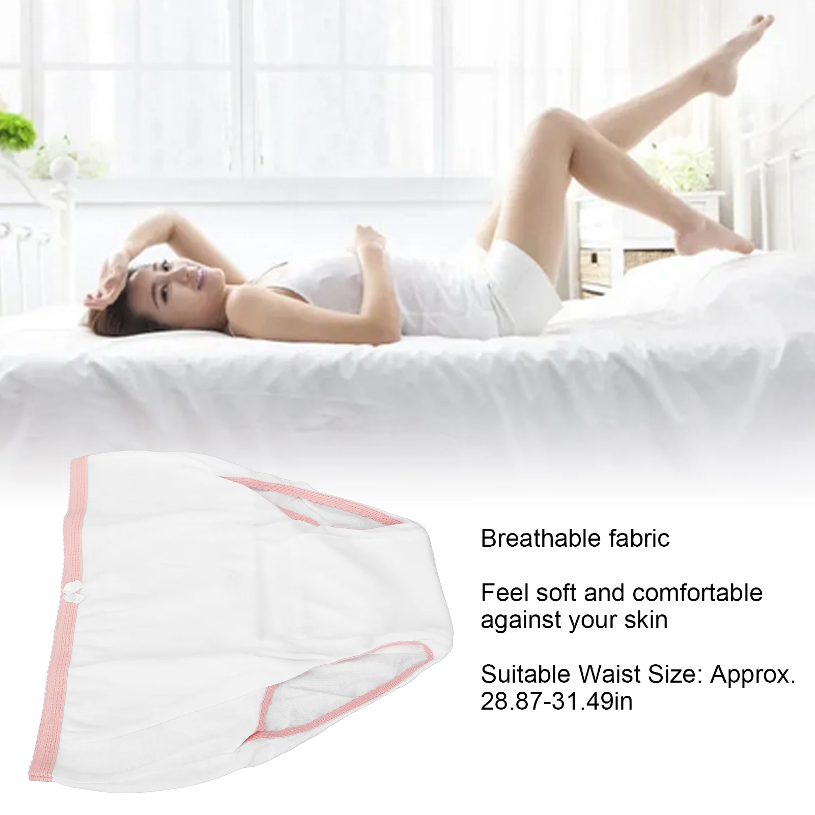 Women Period Panties Breathable Cotton Briefs Physiological Pants White L Size Leakproof Menstrual Mesh Underwear for Female 3