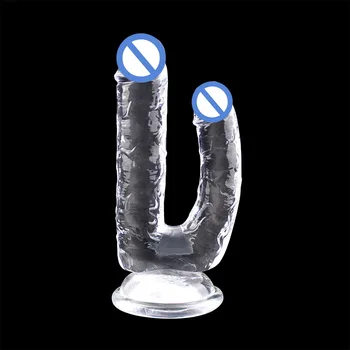 A93 Double Head Dildo Oversized V-Shaped Dicks Women's Gay Lala Simulation Penis TPE Sex Toys Adult Orgasm G-spot Squirting Toy 6
