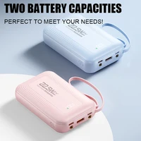 Batterie externe 15000mAh ou 30000mAh avec câble, lumière LED, affichage de la batterie, charge rapide PD 20W-22.5W, batterie externe universelle pour smartphone 3