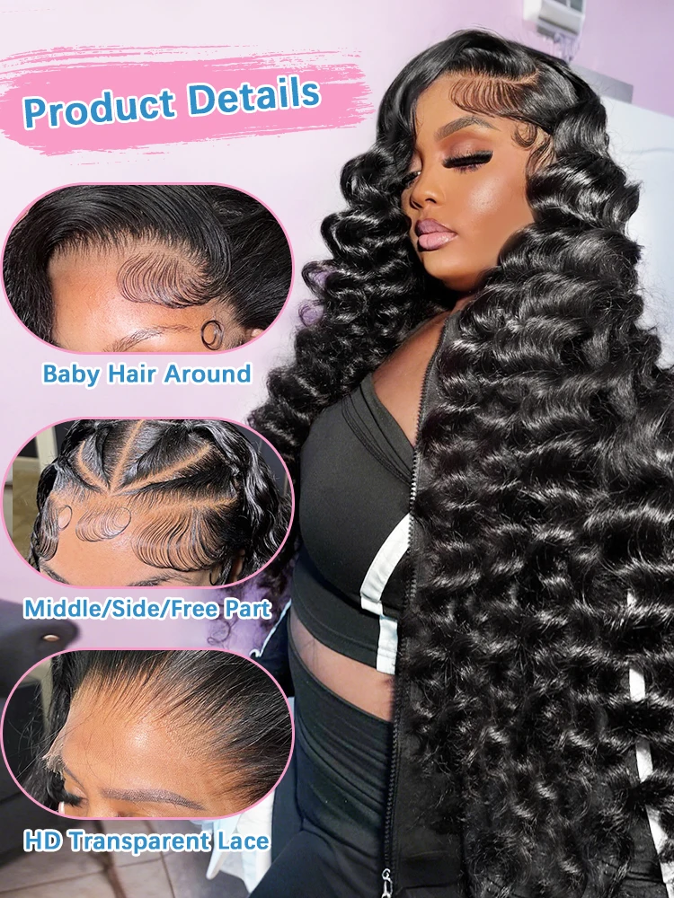 Human Hair Wig Links 30 Inch Loose Wave 13x6 HD Lace Front Human Hair Wigs Brazilian 220% Water Deep Wave 13x4 Lace Frontal Wig Women