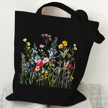 Borsa a tracolla da donna Borse a tracolla con motivo fiori di campo Borse a tracolla in tela per viaggi Pendolarismo quotidiano Borsa per la spesa riutilizzabile da donna