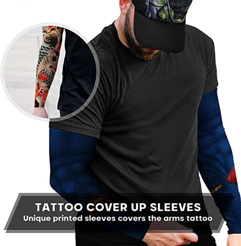 Summer Spider Arm Warmers Sport Arm Sleeves Manga Para Brazo Cycling Running Bike Elbow Sleeve Sunscreen Cuff Tattoo Guard Men 2