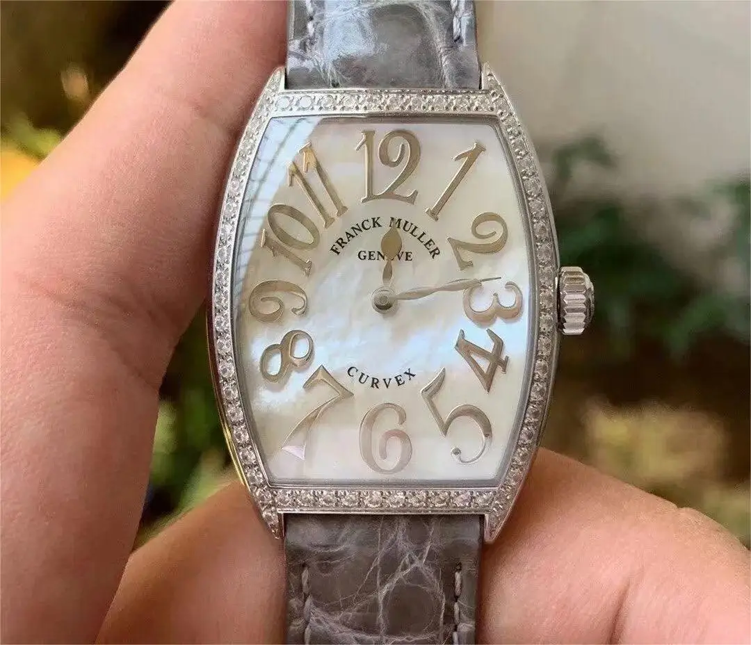 FRANCK MULLER Tonneau Luxury Women\'s Quartz Wristwatch Arch Sapphire Mirror Luxury Crocodile Leather Watch Strap Watch Female