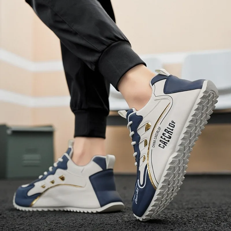 야외 여행 운동화 남자 크기 39-48 캐주얼 PU 가죽 통기성 스포츠 신발 뜨거운 판매 남성 레이스 업 부드러운 단독 Vulcanzied 신발