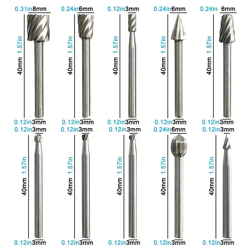 10pc HSS Woodwork Rotary File Set - Image 3