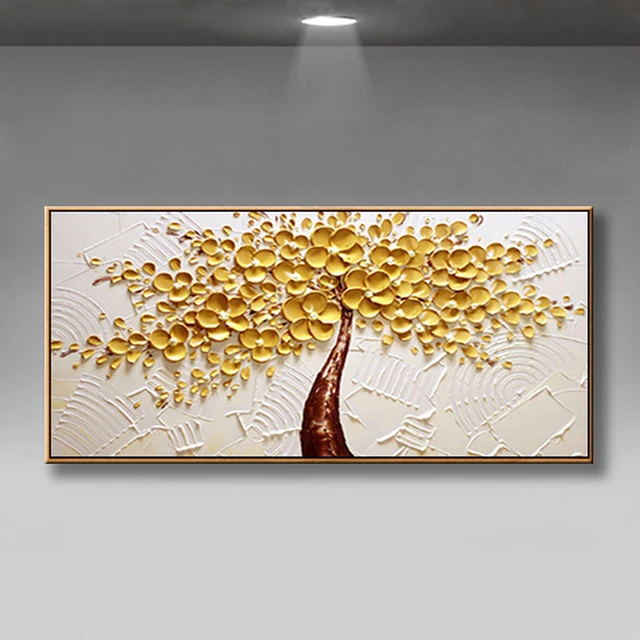 厚い帆布の油絵,ラッキーツリー,手描きの絵画,芸術的な寝室の装飾絵画