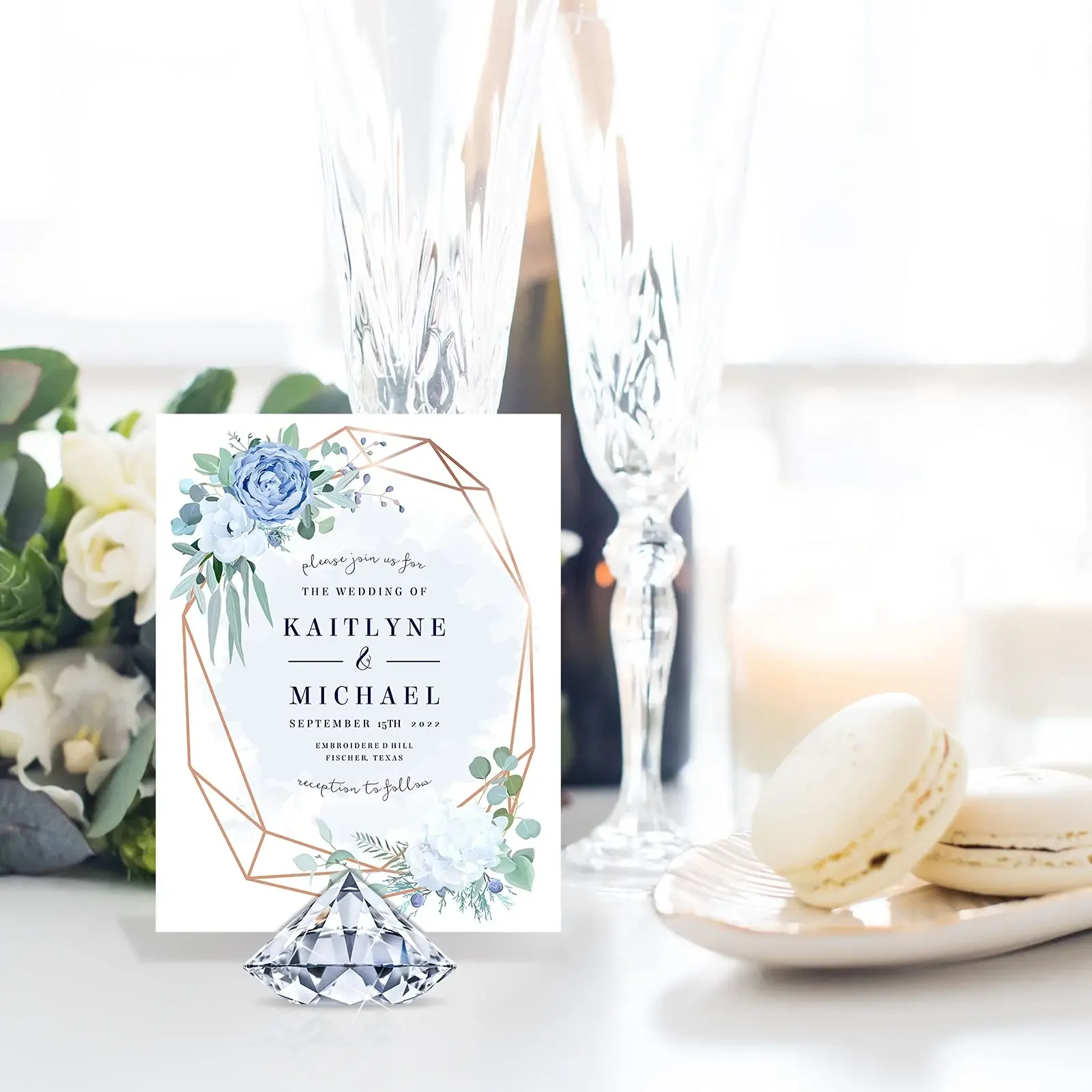 5/10Pcs Diamond Place Card Holder Acrylic Table Number Holders Crystal Card Stands for Wedding Baby Shower Table Decoration