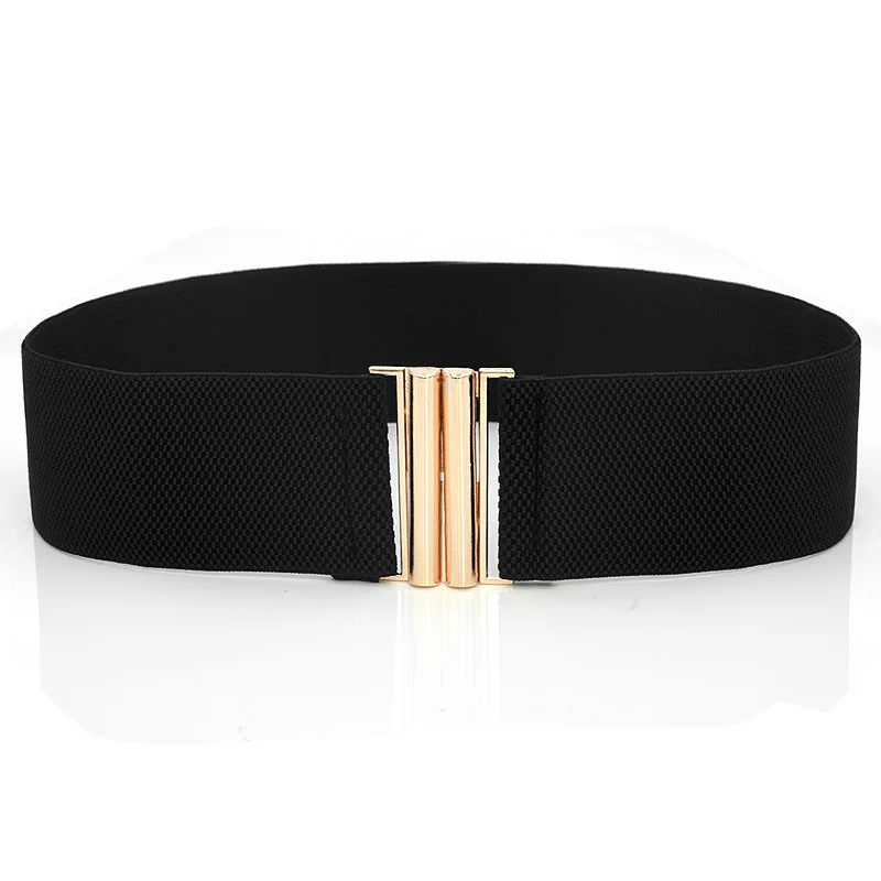 

Women Wide Elastic Dress Belt Gold Metal Buckle Stretch Wide Corset Belt Lady Evening Dress Cummerbands Stretch Waist Belts