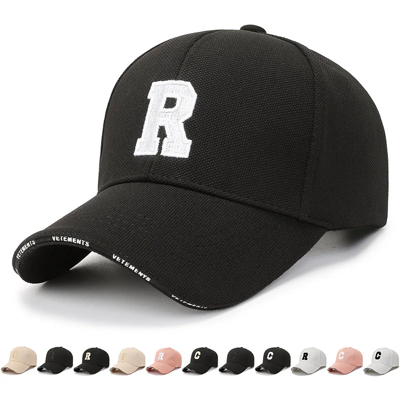 

Letter R C Embroidery Baseball Cap Women Men Adjustable Outdoor Sports Sun Cap Couple Fashion Tide Hip Hop Trucker Hat Ins DP075