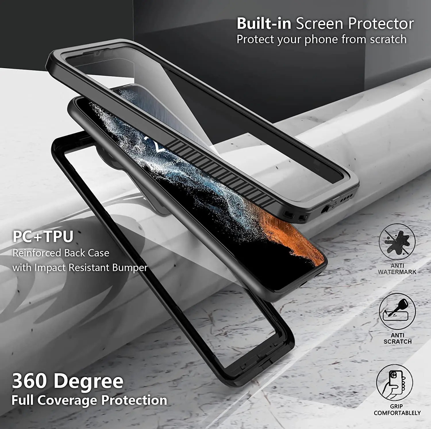 Waterproof Case For Samsung Galaxy S22 Ultra Full Body Built-in Screen  Protector