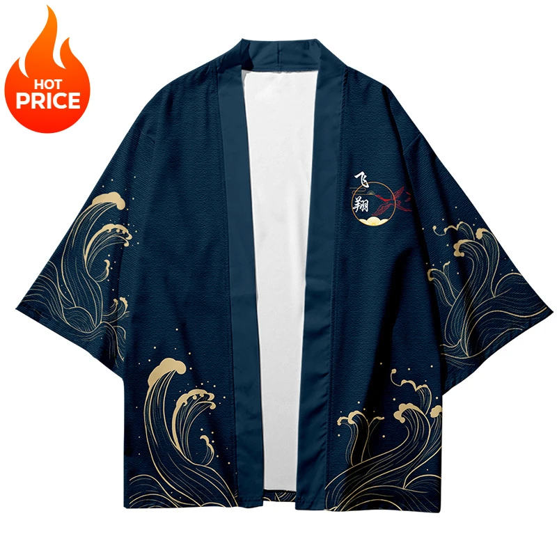 Streetwear for Men and Women Harajuku Tops Beachwear Chinese Anime Characters Japanese Kimonos Cardigans Capes Ponchos