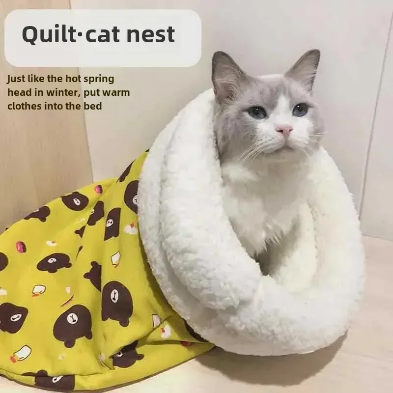 Self Warming Bed, Soft Plush Winter Sleeping Bag, Sleeping Bag For Indoor s, Cute Pet Small Puppy Pet Nest Bed