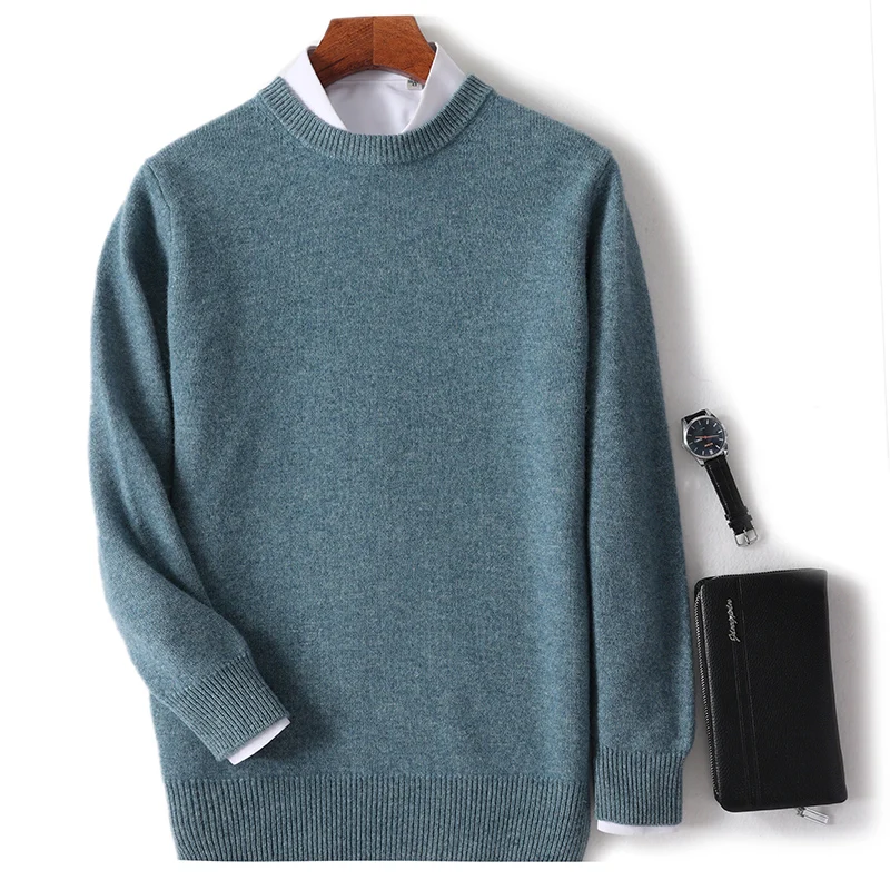 

Men's Padded Pullover In Autumn And Winter 100% Sweater Loose Plus Size O-Neck Long Sleeve Leisure Business Warm Cashmere Sweate