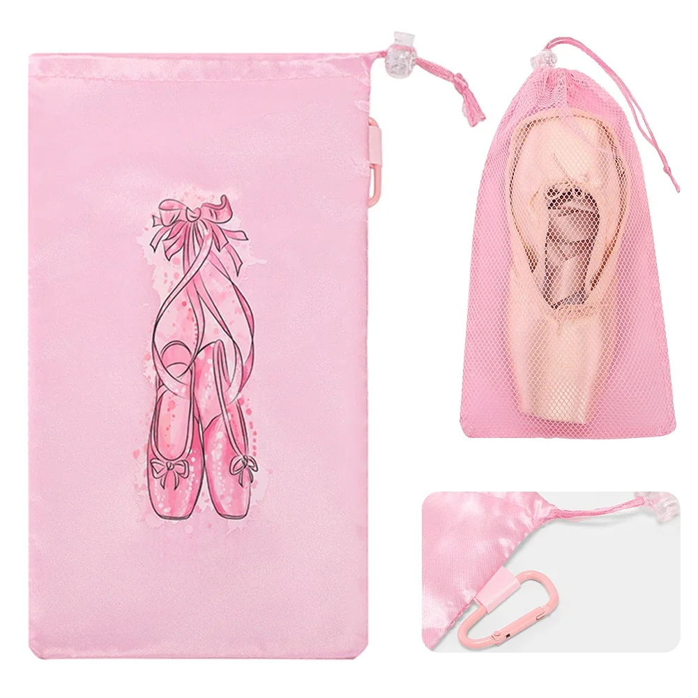 Portable Mesh Dance Bag Breathable Shoes Storage Pouch Girls Ballet Organizer Bags Shoe Pouches Bag Drawstring Dance Shoes Pouch