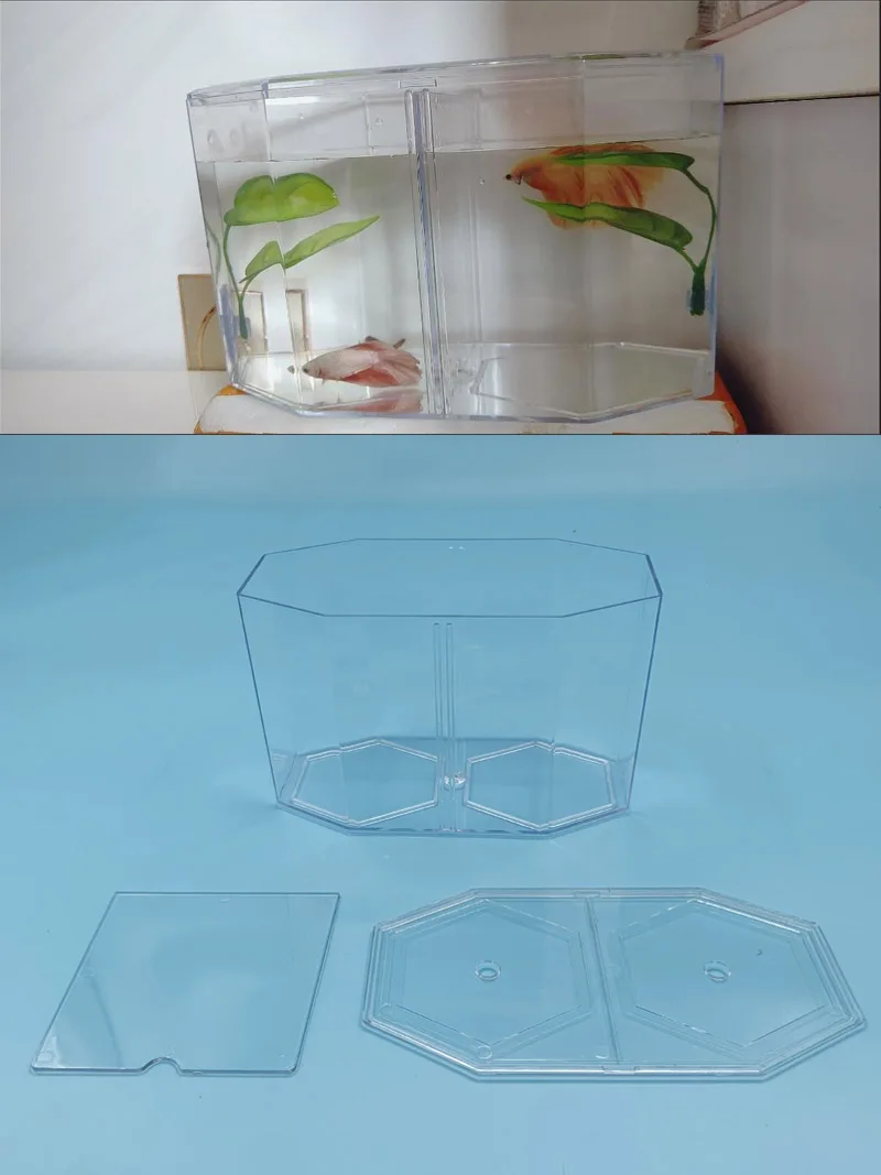 Aquarium Accessories Betta Fish Tank Small Fish Hatching Bowl with Bouble Compartment Box Isolation Room for Guppies Mixed Breed