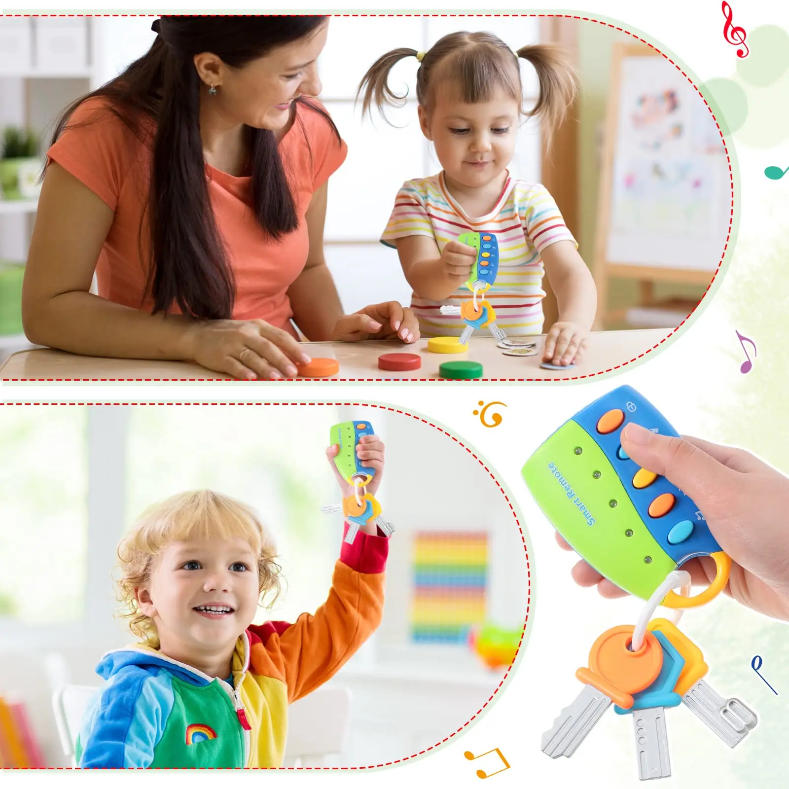 Baby Toys Musical Cartoon Car Key Vocal Smart Remote Car Voices Pretend Play Educational Toys for Children Baby Music Toys Gifts 4
