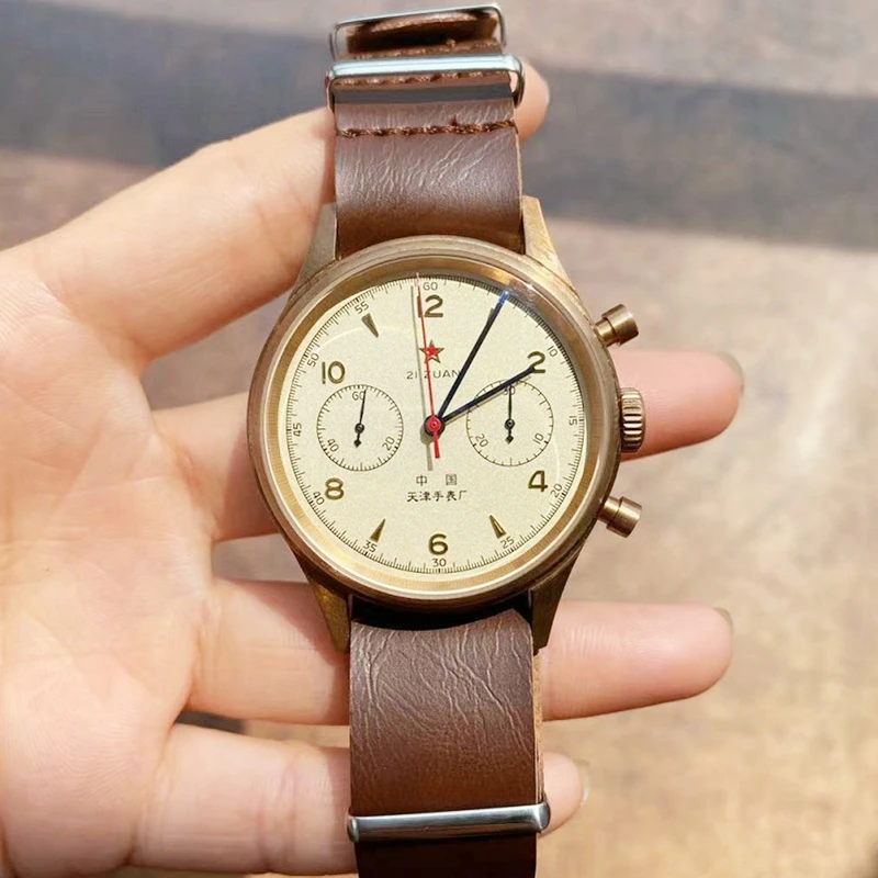 

Bronze 1963 Watch 40mm Mechanical Sapphire Mirror Military Wristwatch Personality 1963 Chronograph Flying Aviation Men Watches