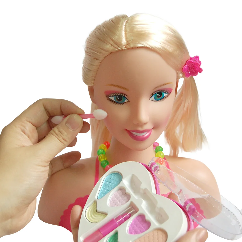 Kids Princess Dress Up Practice Girl Play House Toy Fashion Cute Half Body Makeup Hairstyle Doll Mannequin Head Toy Party Gifts