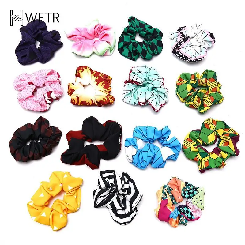 2021 Fashion Demon Slayer: Kimetsu No Yaiba Scrunchie Elastic Handmade HeadBands Hair Band Rope Clip Headdress