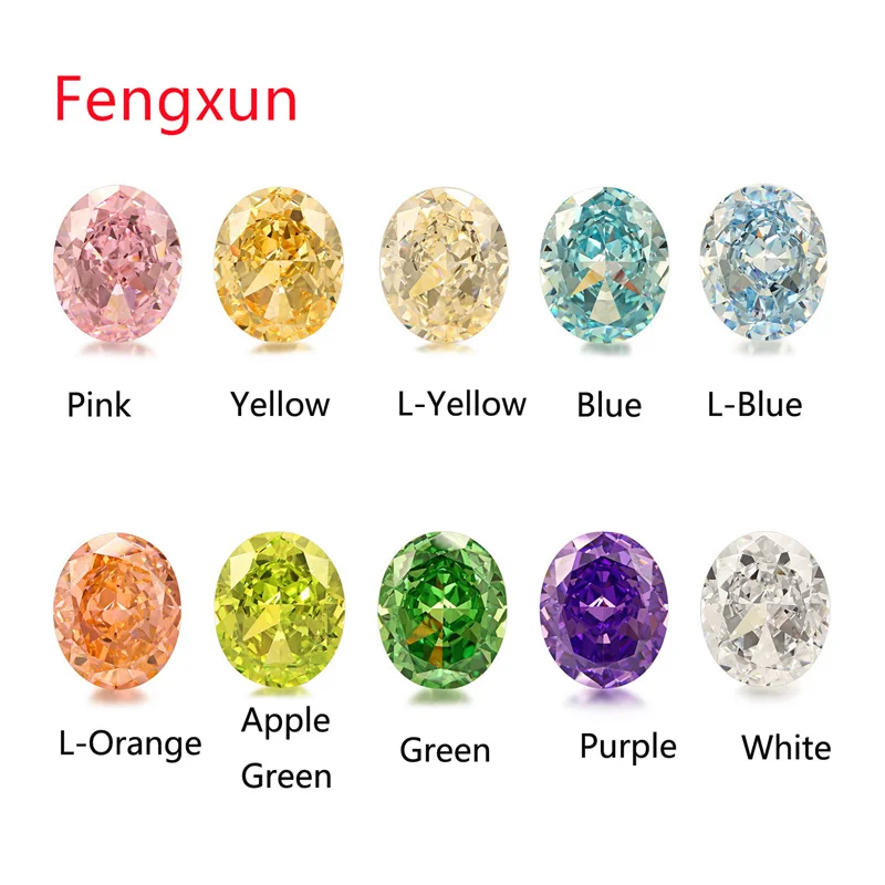 

5A+ Quality Oval Ice Cut Cubic Zirconia Stones Loose 5x7-9x11mm Various Colors Pink Yellow Purple Loose CZ Gemstones