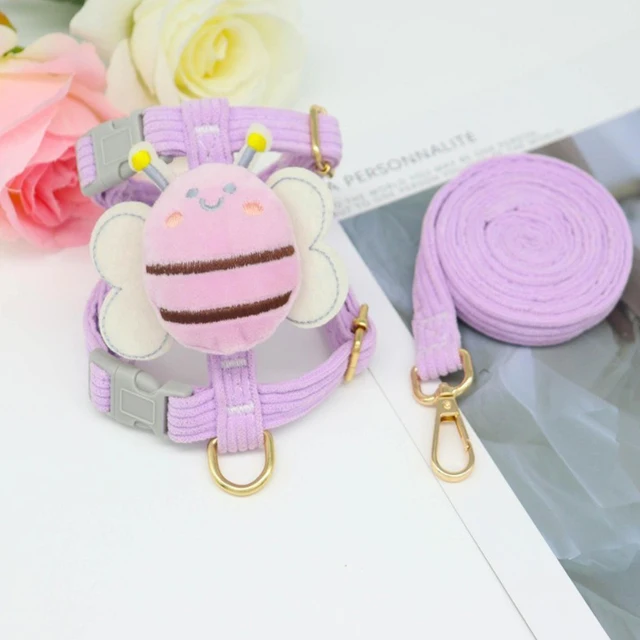 Pet chest and back lightweight cat chest and back fashionable cute little bee chest and back dog out door traction rope 5