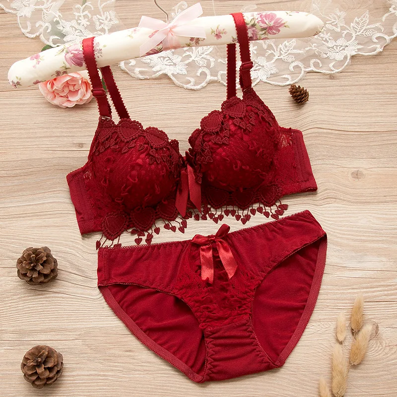 bra and panty Girls Cheap Bra Set Padded Push Up Bra Lingerie Plus Size Lace Sexy Brassiere Underwear AB 70-85 Plus Brand Bra Set for Women sexy bra and panty set