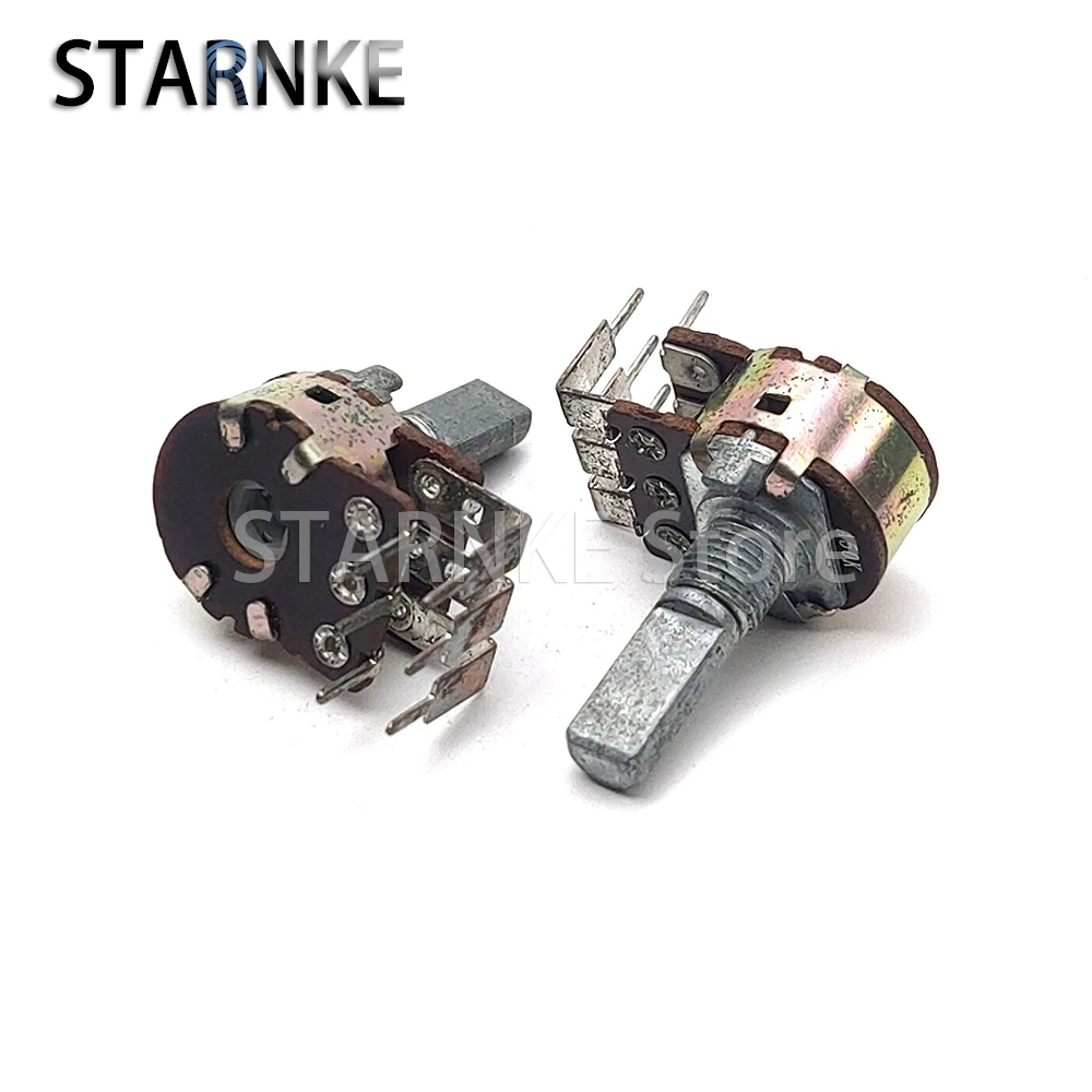 2PCS 16 Type A50K A503 Dual Vertical Bend Feet Speaker Amplifier Audio Volume Potentiometer Double Row 6-Pin D Shaft Length 20mm