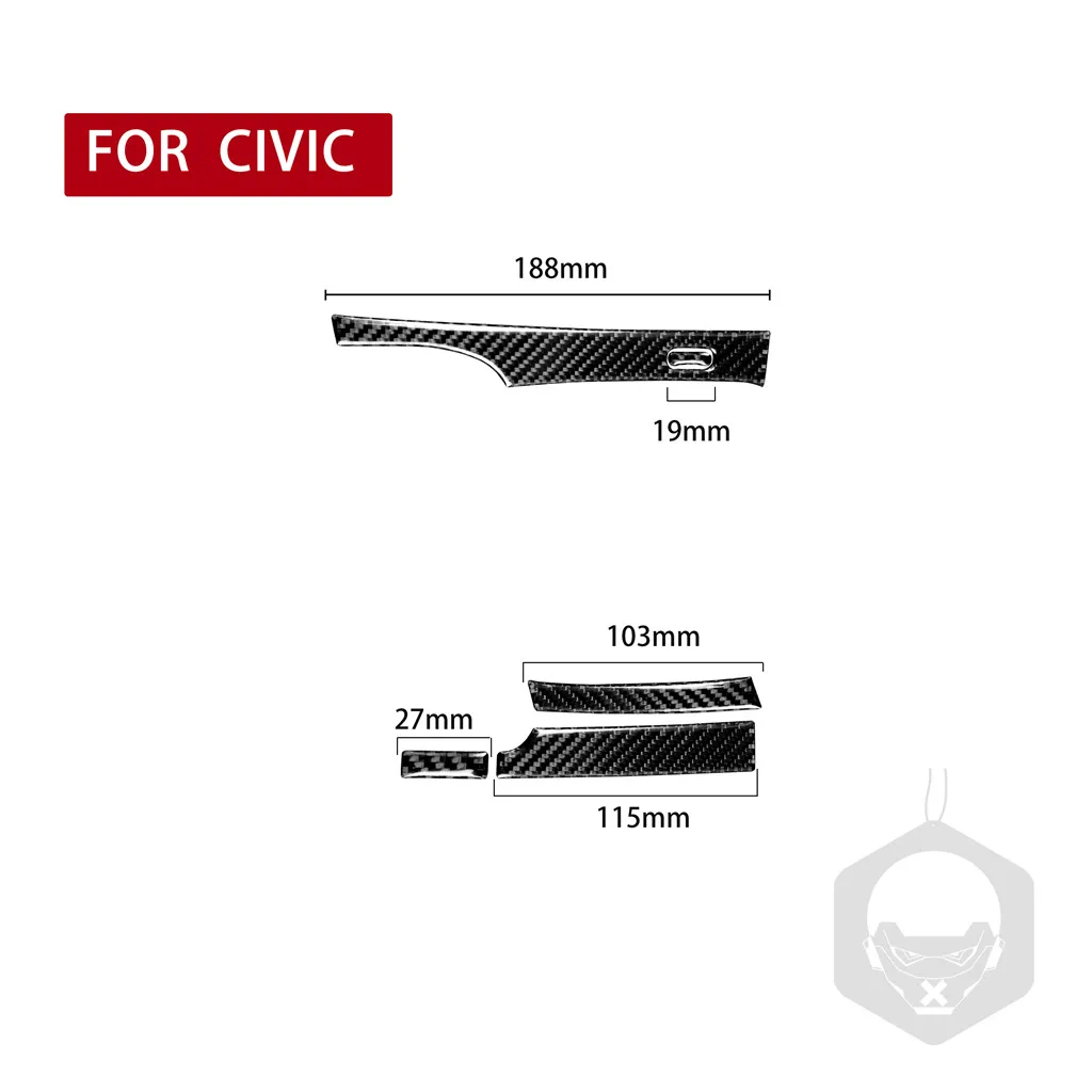 

Fit For Civic 8 Gen 2006-2011 Left Hand Drive Carbon Fiber 5 Pcs Interior AT Gear Shift Panel Decorative Cover Trim