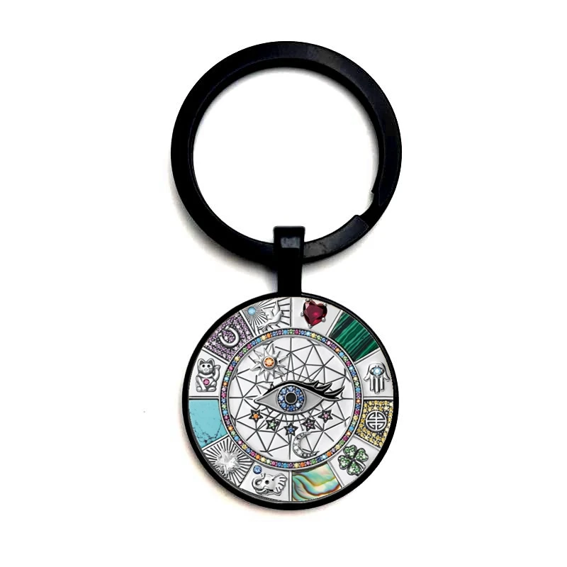 

Boho Devil's Eye Lucky Charm Glass Cabochon Pendant Keychain Men's and Women's Keychain Gift Jewelry 2022