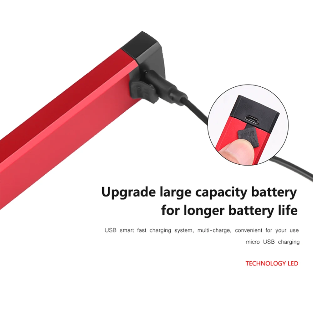Powerful Work Light COB LED Flashlight Magnetic Work Lamp USB Rechargeable Torch Inspection Light with Red
