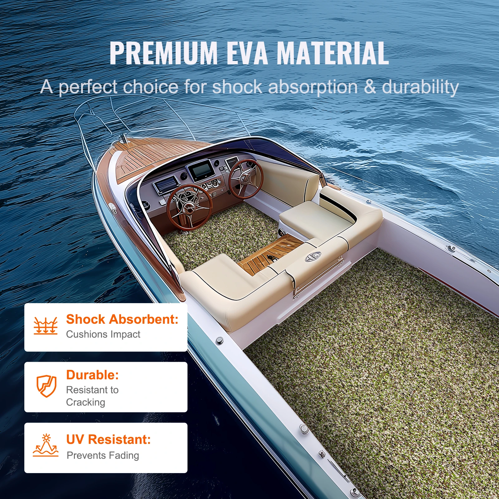 VEVOR Boat Flooring EVA Foam Boat Decking 94.5" x 23.6" Non-Slip Self-Adhesive Flooring  31.1 sq.ft 2 Rolls of Marine Carpet