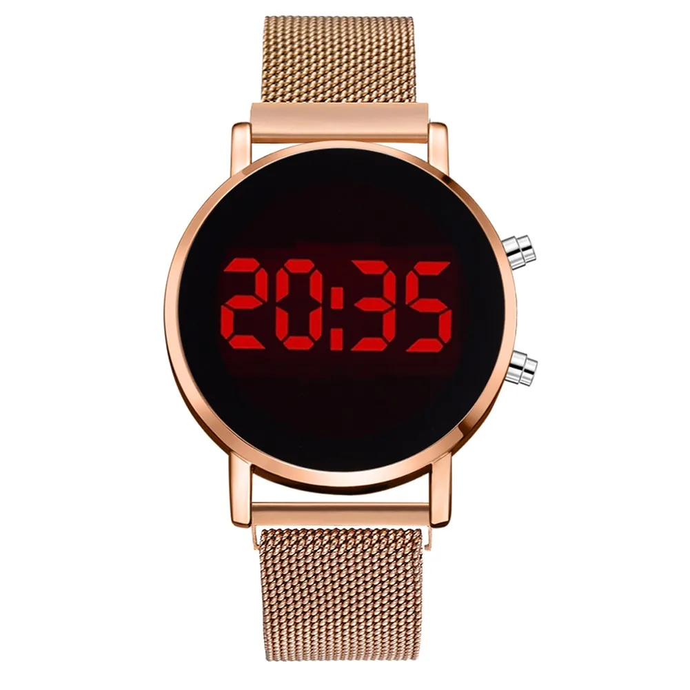 

Reloj Mujer Fashion Women'S Led Explosion Digital Display Electronic Watch Foreign Trade Ladies Steel Mesh Strap Quartz Watch