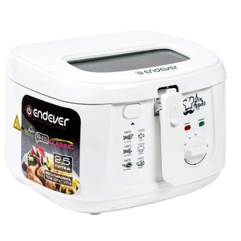 Фритюрница Endever Skyline FR-111 (мощность 1800 Вт, емкость 2,5 л, регулир. темп 150-190 град, корзина с ручкой)