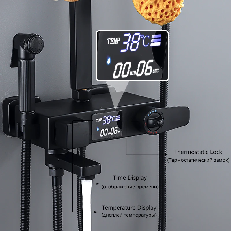 Bathroom Shower Faucet Set Bathroom Faucet Thermostatic Mixing Valve OXG Thermostatic Digital Display Shower Faucet Set Shower Mxer Crane Bath Faucet Bathtub Mixer Taps Bidet
