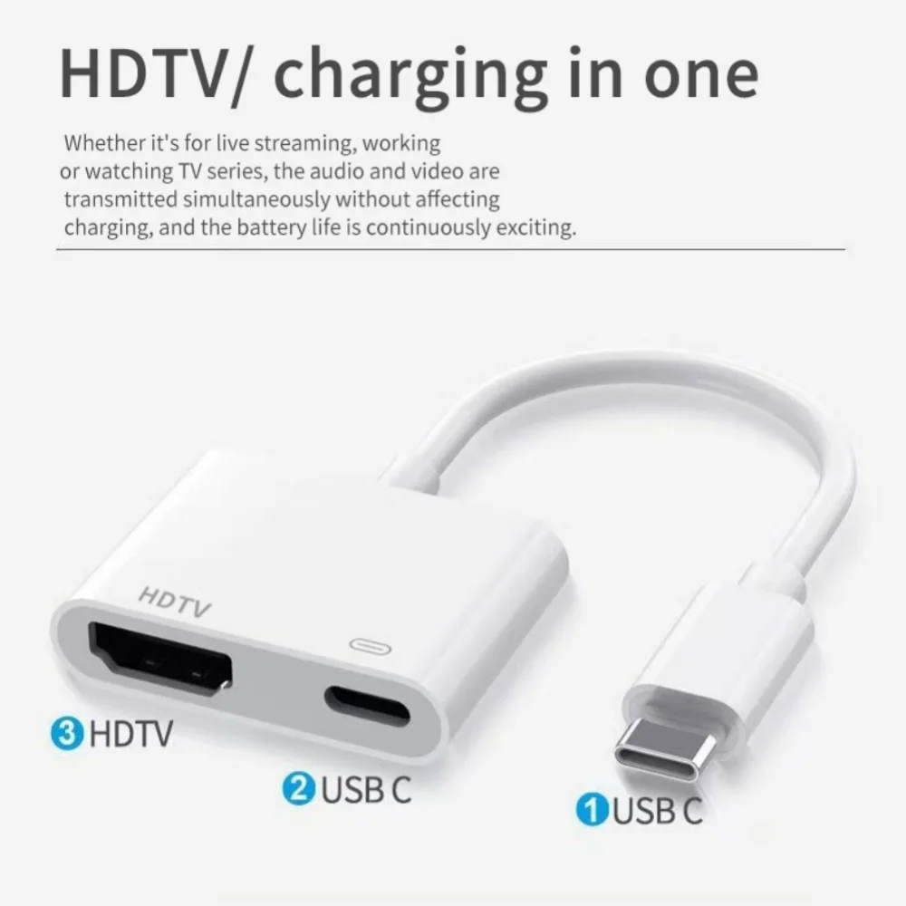 4K 30/60Hz USB C To HDMI-Compatible Projection Cable Adapter Audio Sync Screen Connector For Type C To HDMI-Compatible Adapter