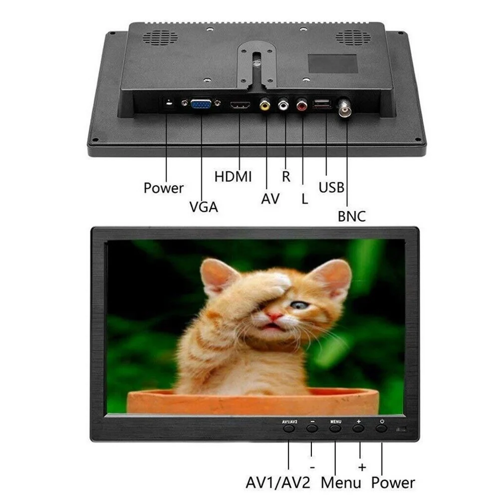 10.1 ġ ǻ ÷ , 1024*600 ޴ LCD HD , ̴ TV ȭ, VGA, BNC, USB, HDMI, AV Է, 2 ä , 12V