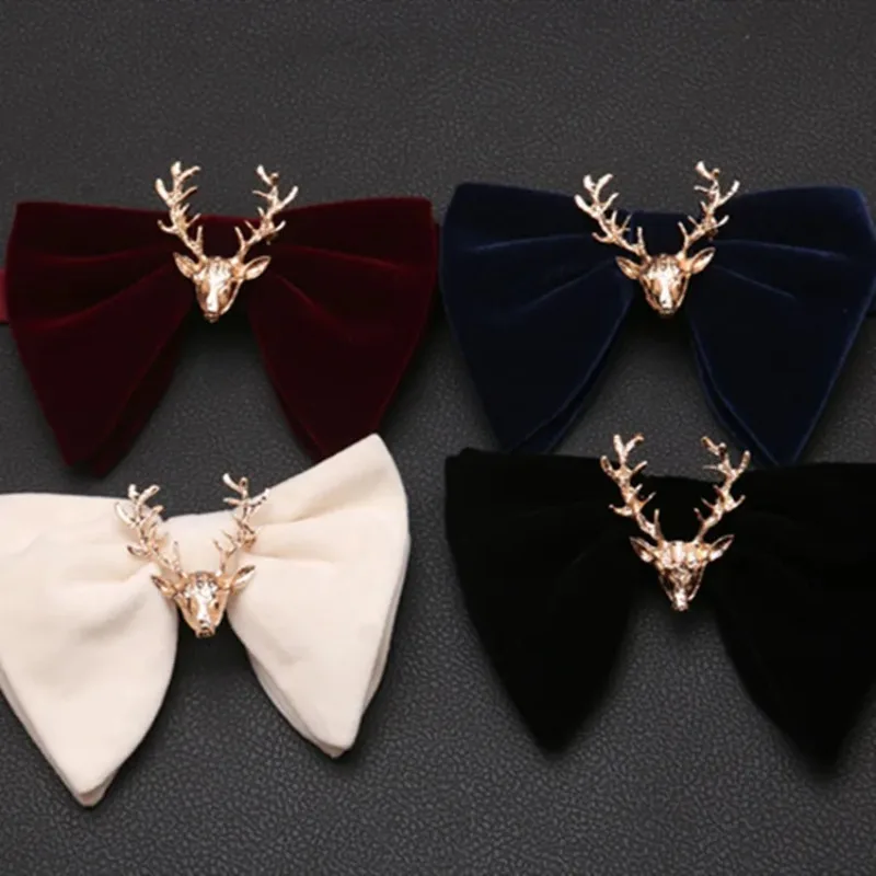 

Fashion Deer Head Velvet Bow Tie Male and Female Gentleman Business Banquet Cocktail Party Shirt Accessories Horn Bowtie