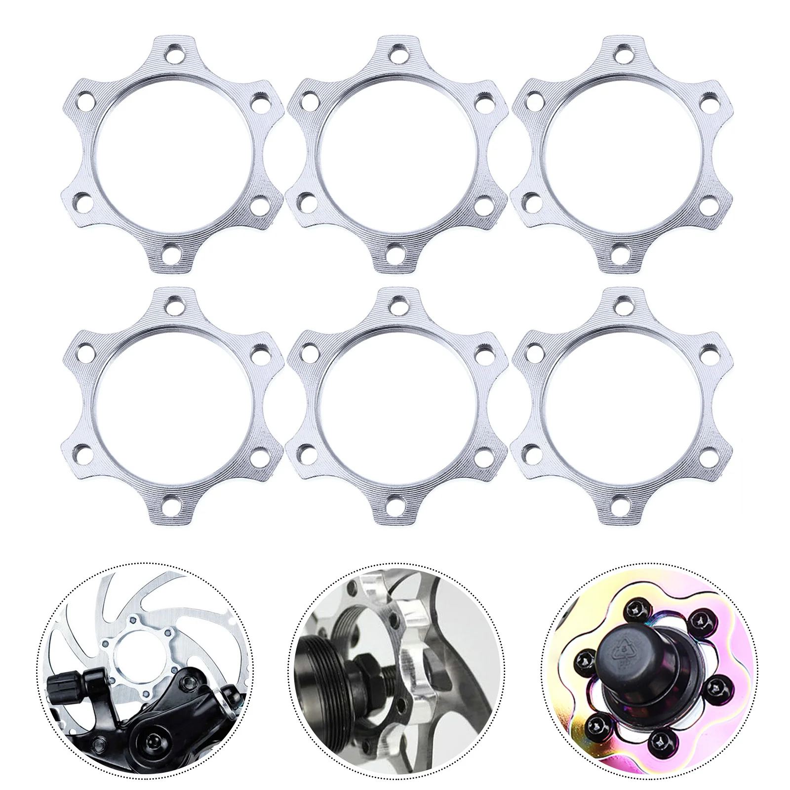 

6 Pcs Disc Brake Bike Hubs Adapter Flange Lock 6-Bolt Rotor Brakes Conversion Seat Supplies Mountain Tool