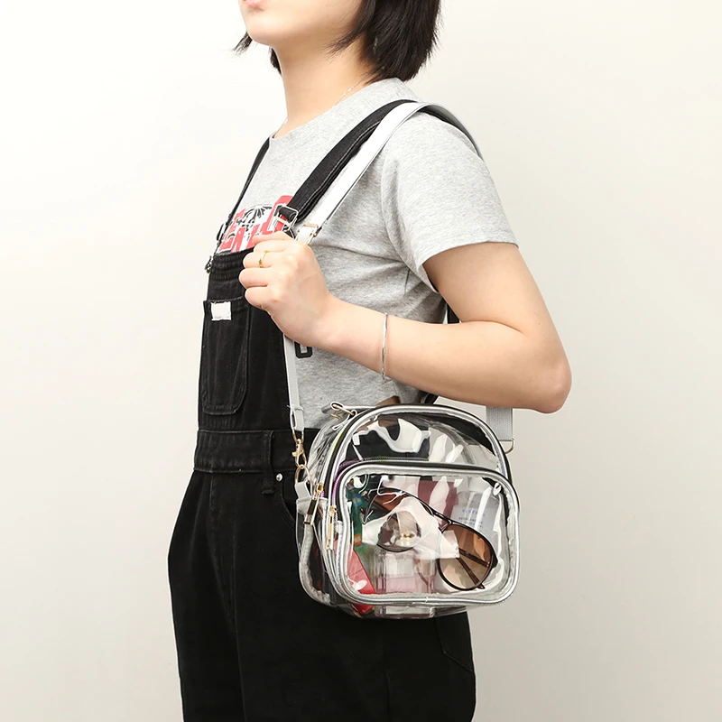 Transparent PVC Ladies Small Handbags Stadium Approved Women Clear Bag Fashion Waterproof Casual Simple Crossbody Shoulder Bags