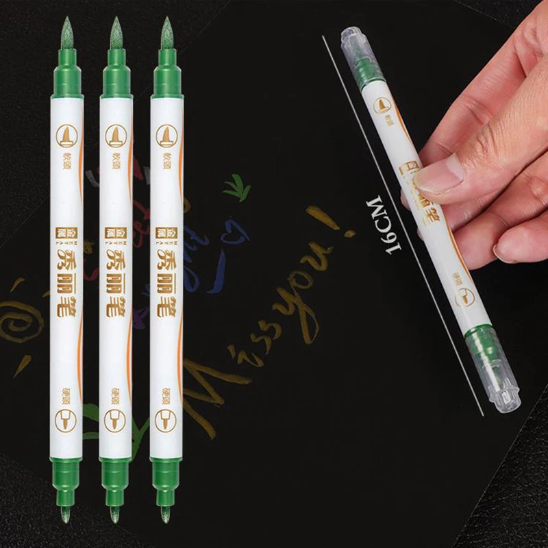 6/10 Colors Metallic Marker Pens Kawaii Liner Felt-tip Brush Pens Markers  for Rock Painting Black Paper DIY Card Making Crafts - AliExpress