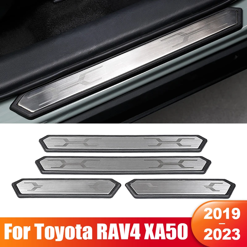 

For Toyota RAV4 XA50 2019 2020 2021 2022 2023 RAV 4 Hybrid Car Door Sill Scuff Plate Cover Welcome Pedal Trim Accessories