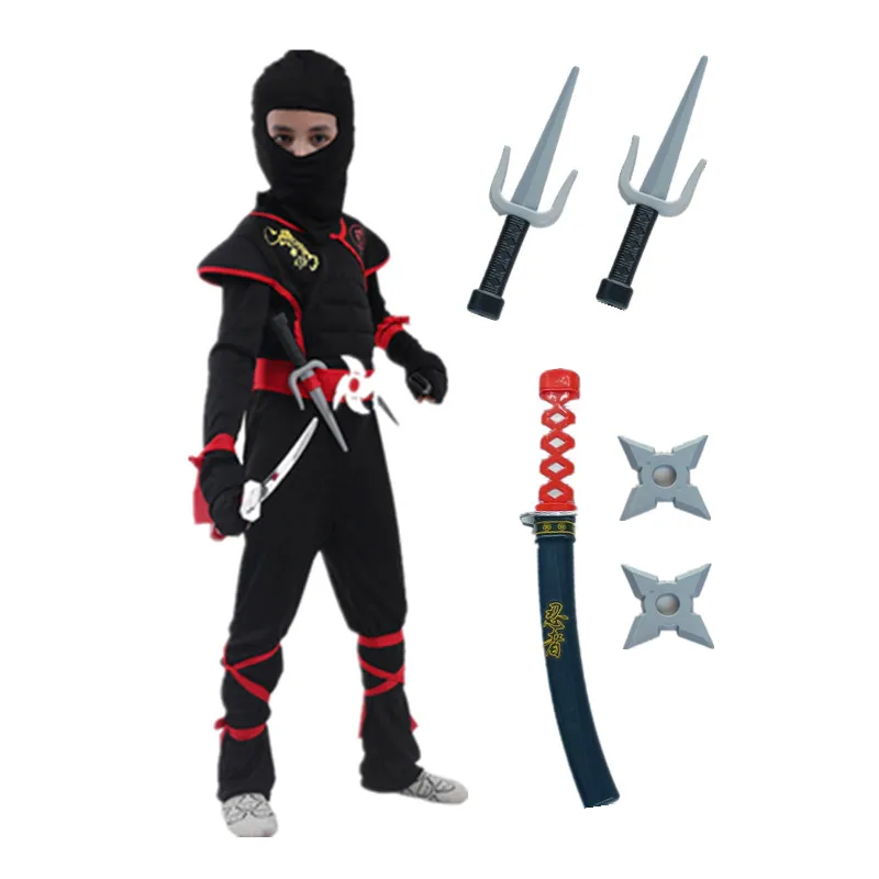 Kids Boys Ninja Costume Halloween Cosplay Japanese Ninja Anime Birthday Party for Children Clothing