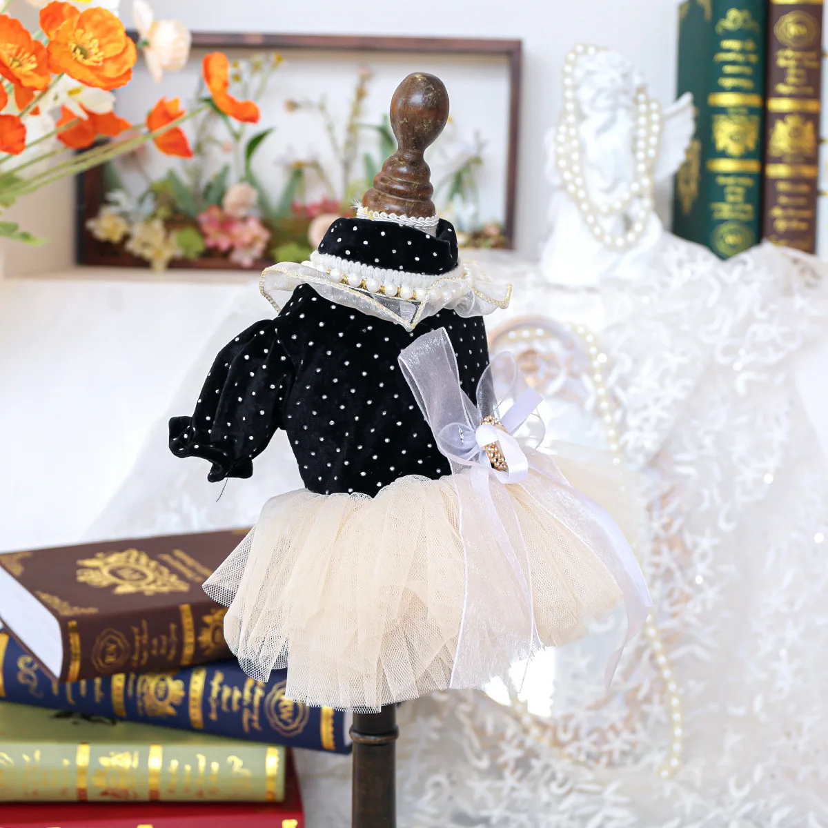 Summer Teddy Cat Splicing Mesh Bow - PeticaDeals