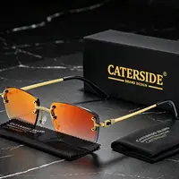 CATERSIDE Punk Rectangle lunettes de soleil hommes femmes luxe concepteur sans monture dégradé lentille métal lunettes de soleil pour hommes sport 2024 UV400 1