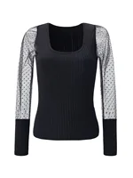 Debra Mesh Splicing Puff Long Sleeve Top 6