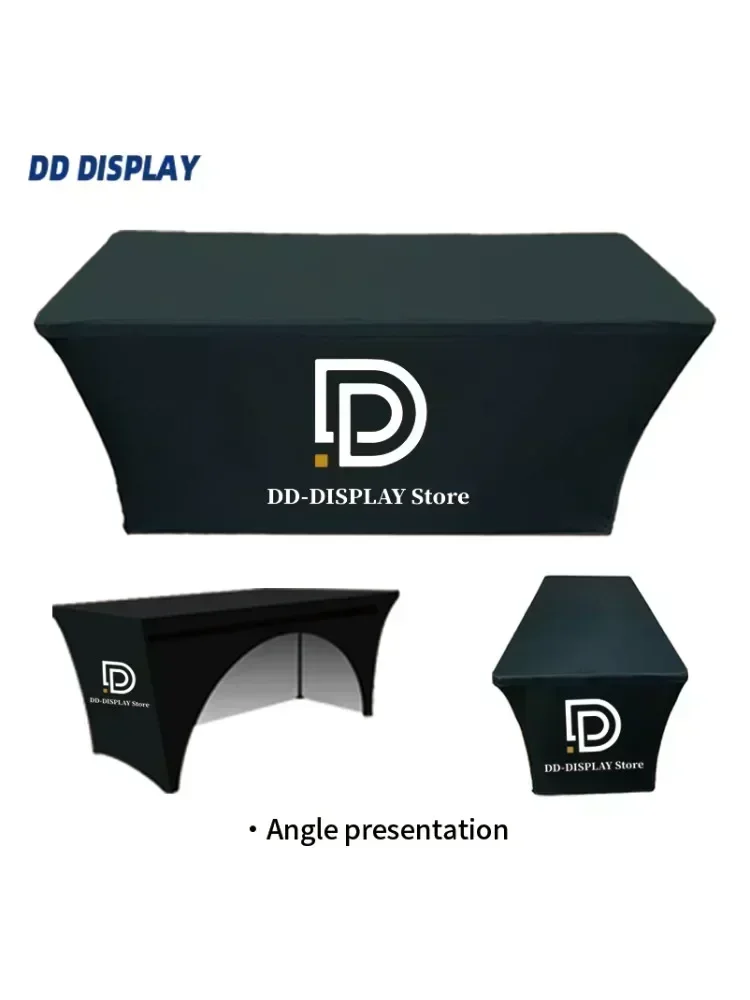 DD 4ft 6ft 8ft Custom Logo Spandex Table Cover Stretch Table Cloth Hotel Banquet Wedding Exhibition Counter Decor Tablecloth - Image 4